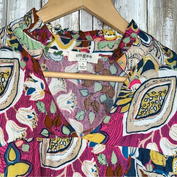 Umgee Alessia Mixed Print Puff Sleeve Blouse - Picture 7 of 8